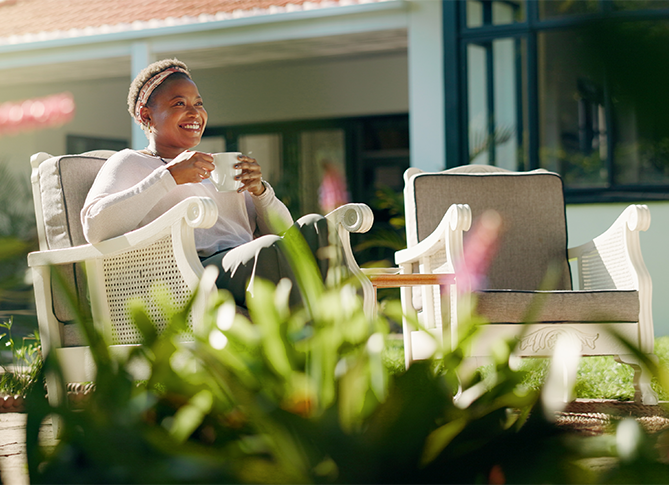 Lady in her backyard